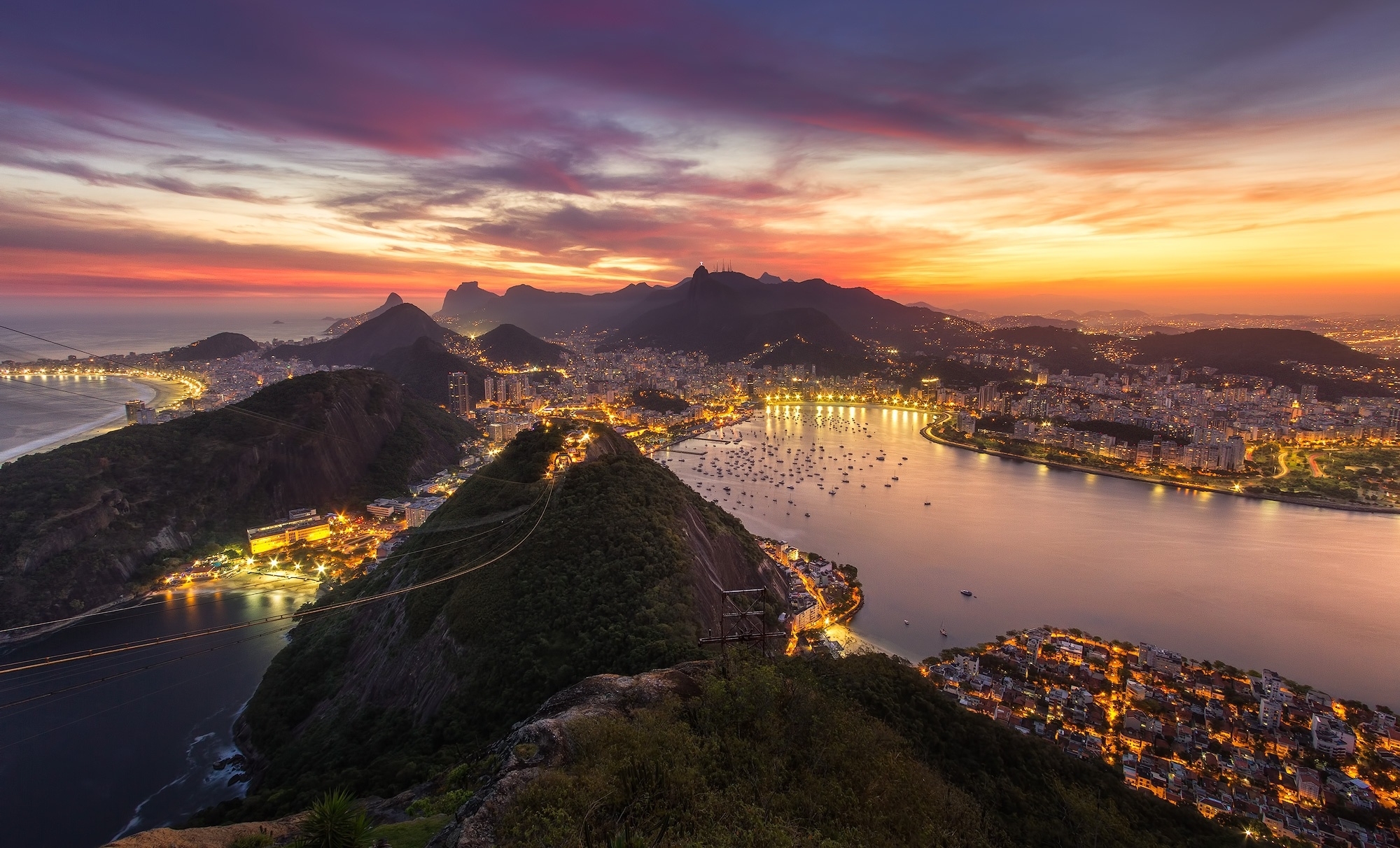 风景 夕阳 夜景 海湾