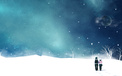 爱情美图 浪漫手绘 恩爱 雪地 爱你