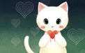 爱情美图 浪漫手绘 小白猫 心动