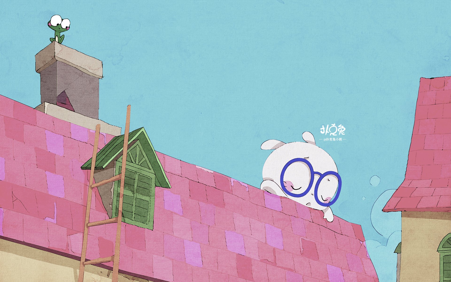 卡通 手绘 扑克兔