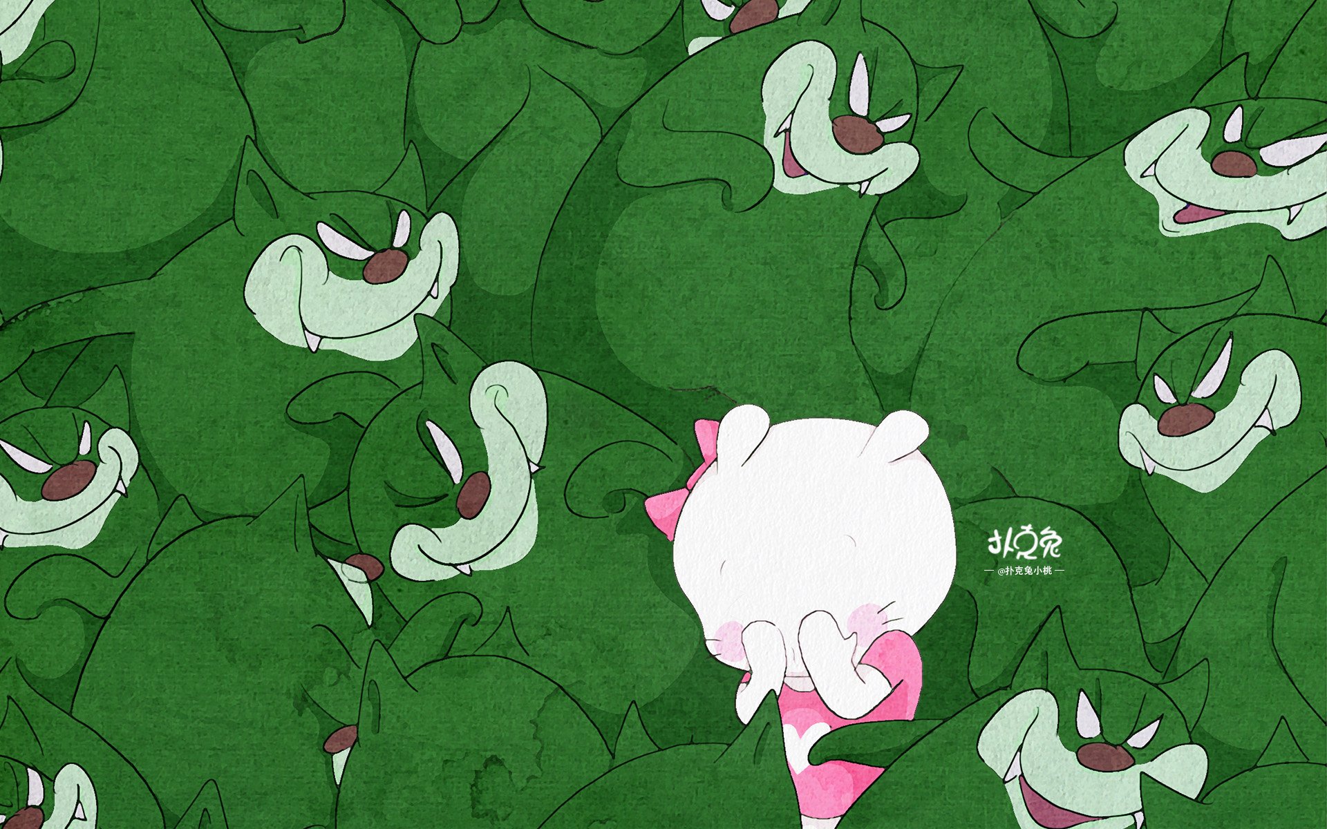 卡通 手绘 扑克兔