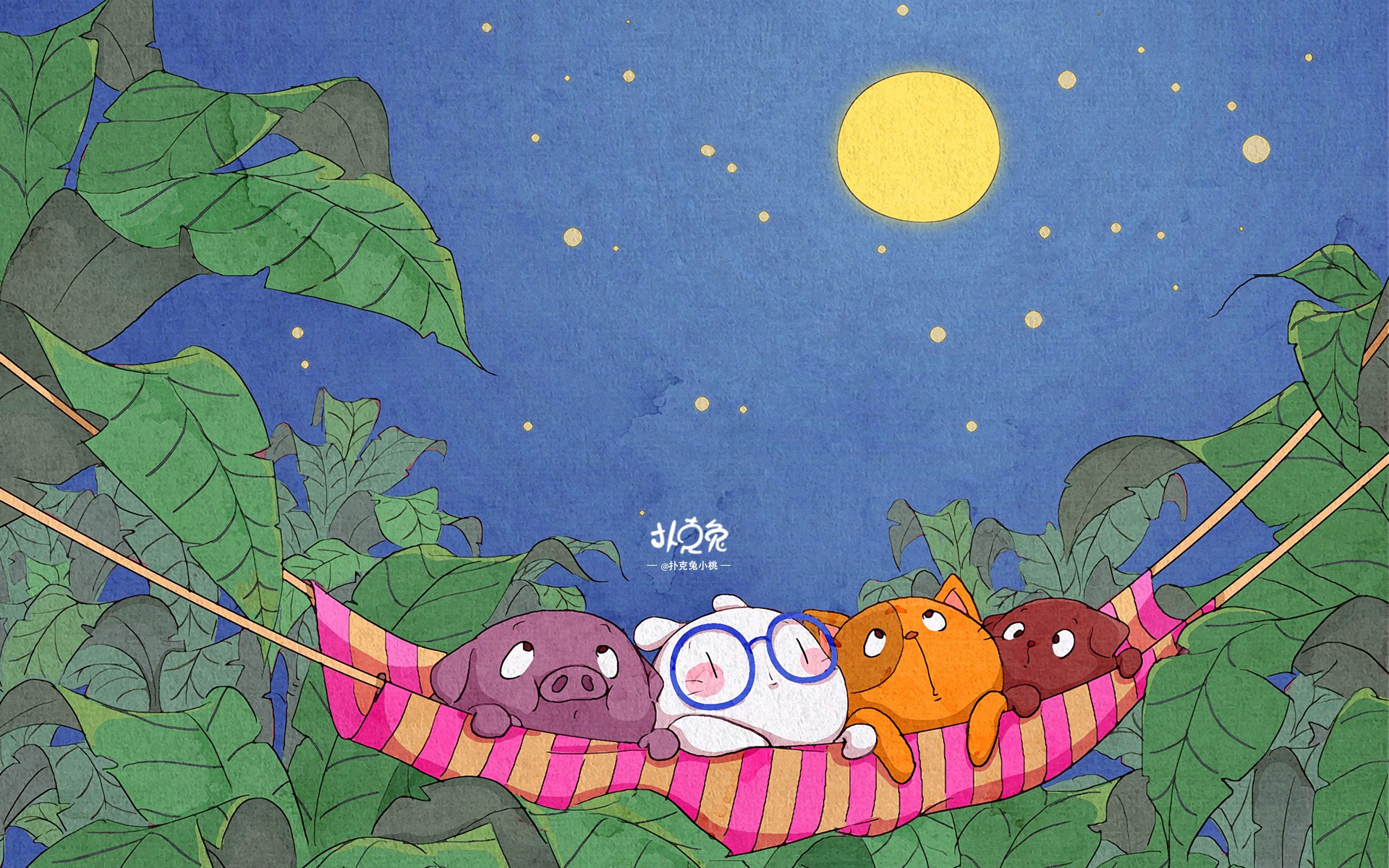 卡通 手绘 扑克兔