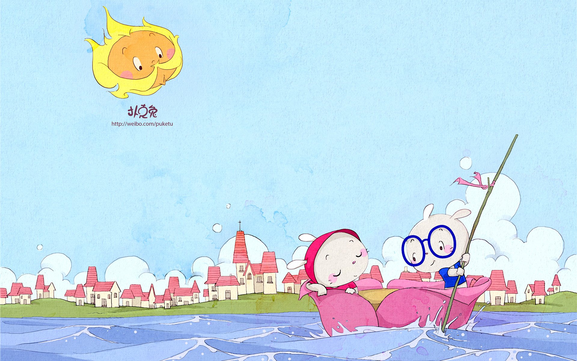 卡通 手绘 扑克兔