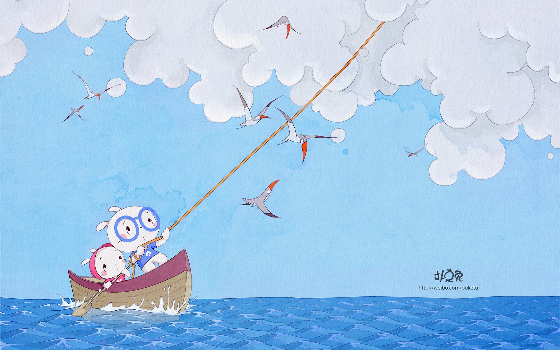 卡通 手绘 扑克兔