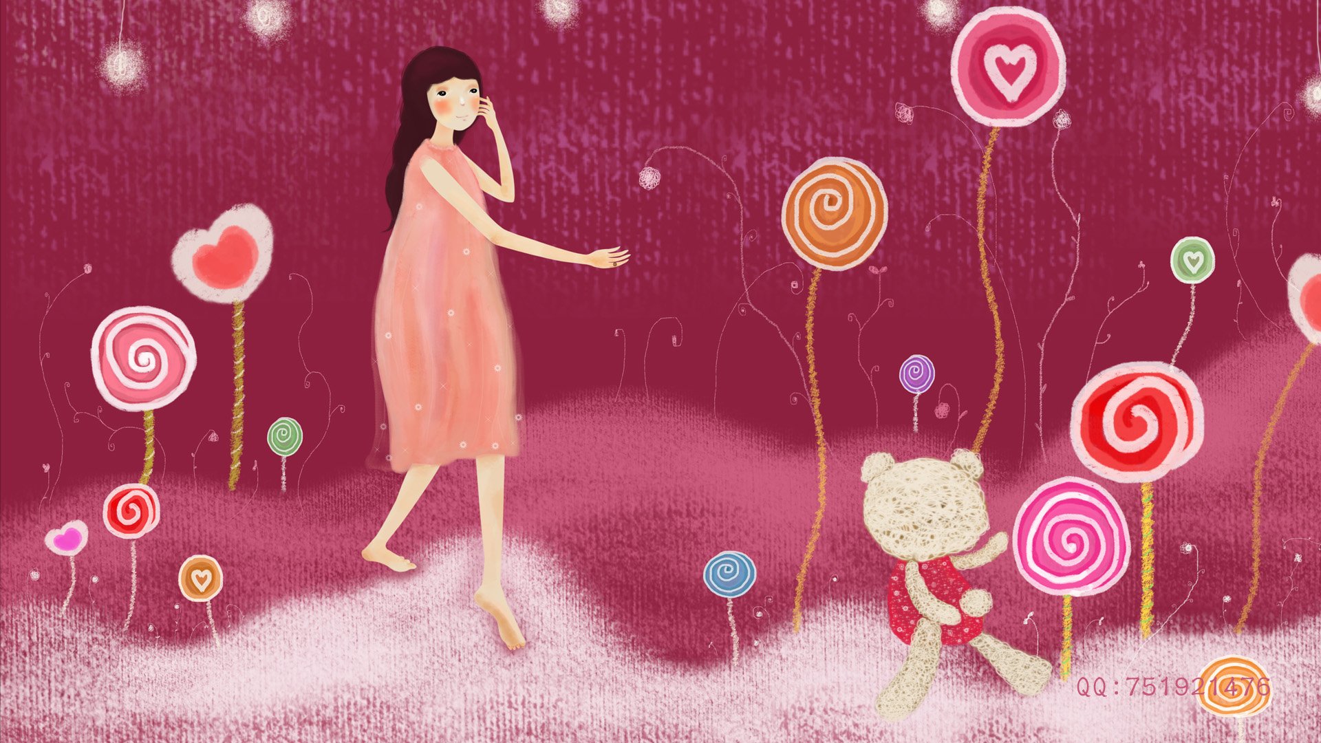 梦里飞插画 女孩 梦幻