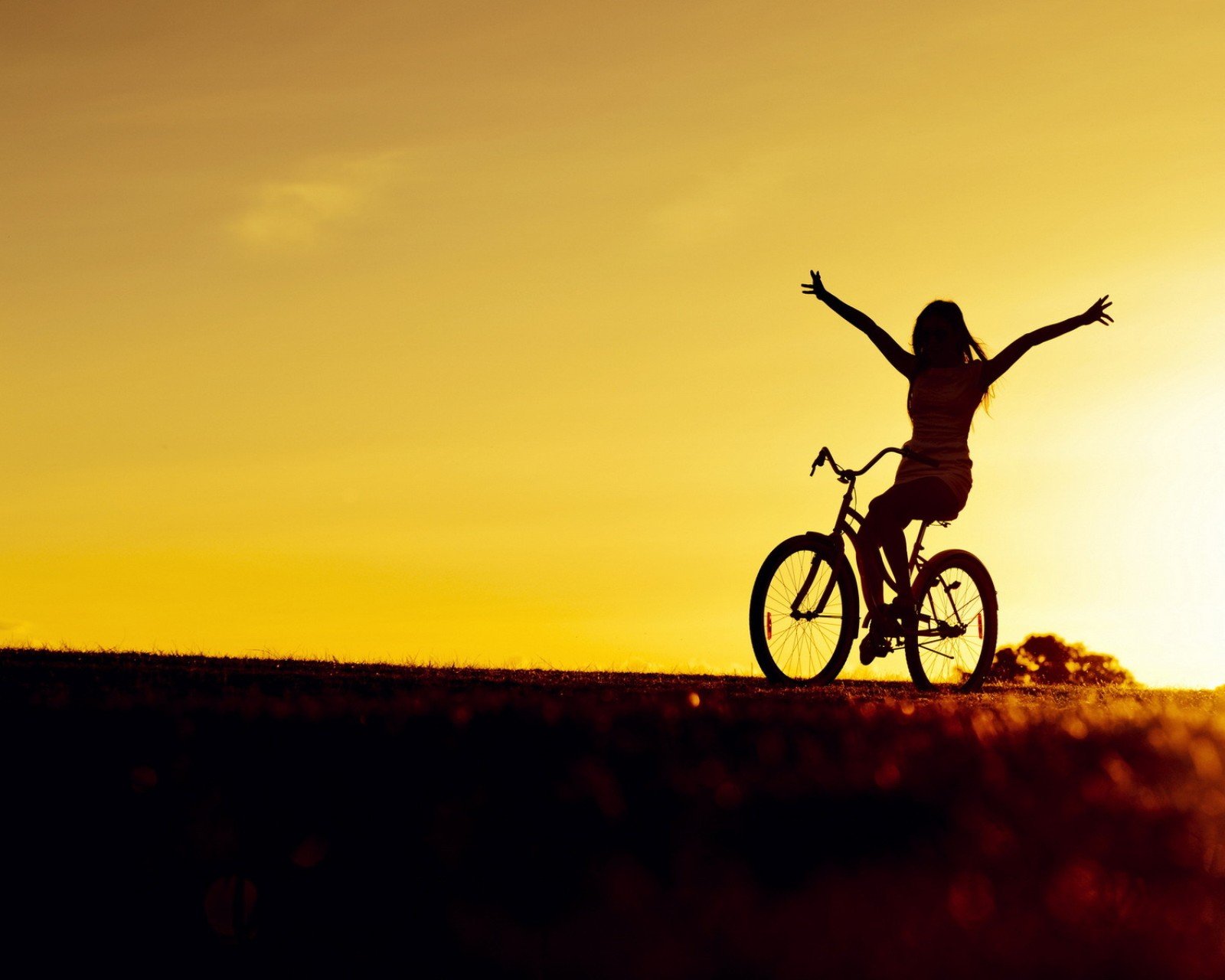 小清新 唯美 青春 美女 影子 夕阳 背影