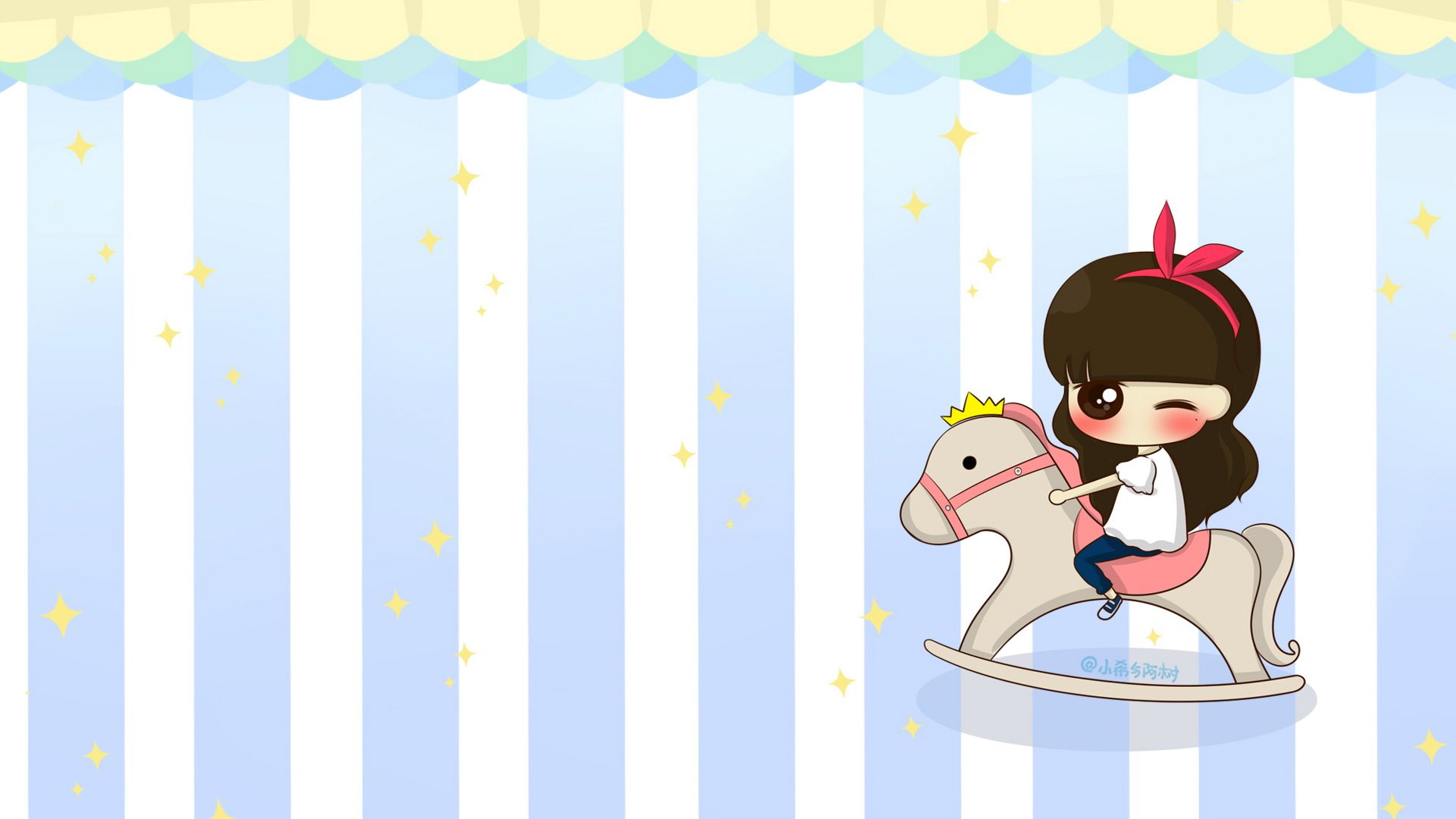 小希和阿树 卡通 手绘 可爱  爱情