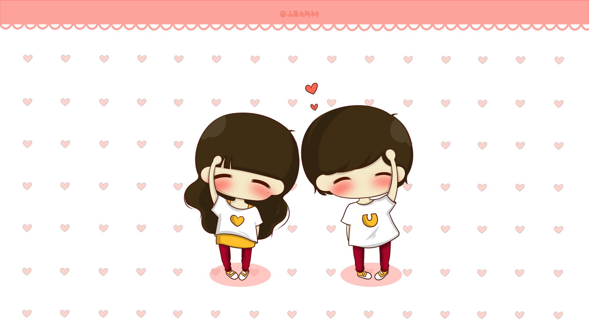 小希和阿树 卡通 手绘 可爱  爱情