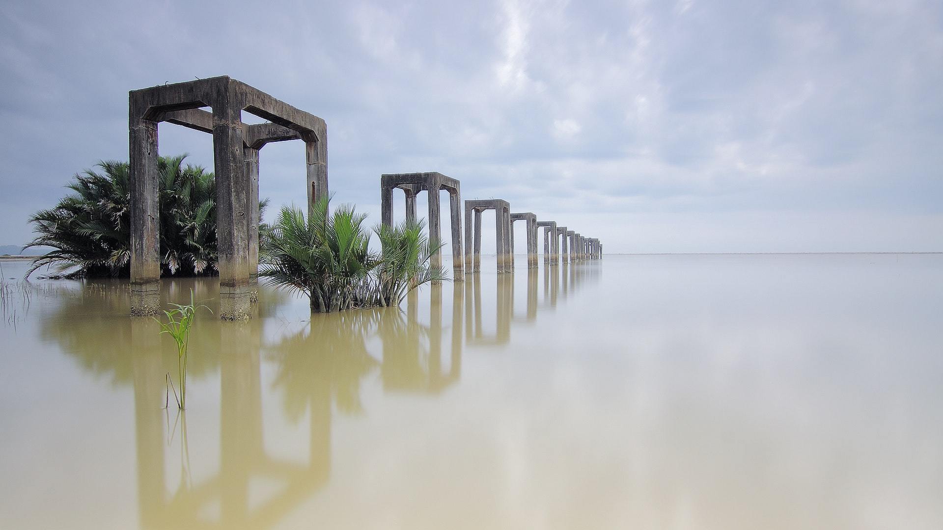 风景 自然风光 桥墩 河流