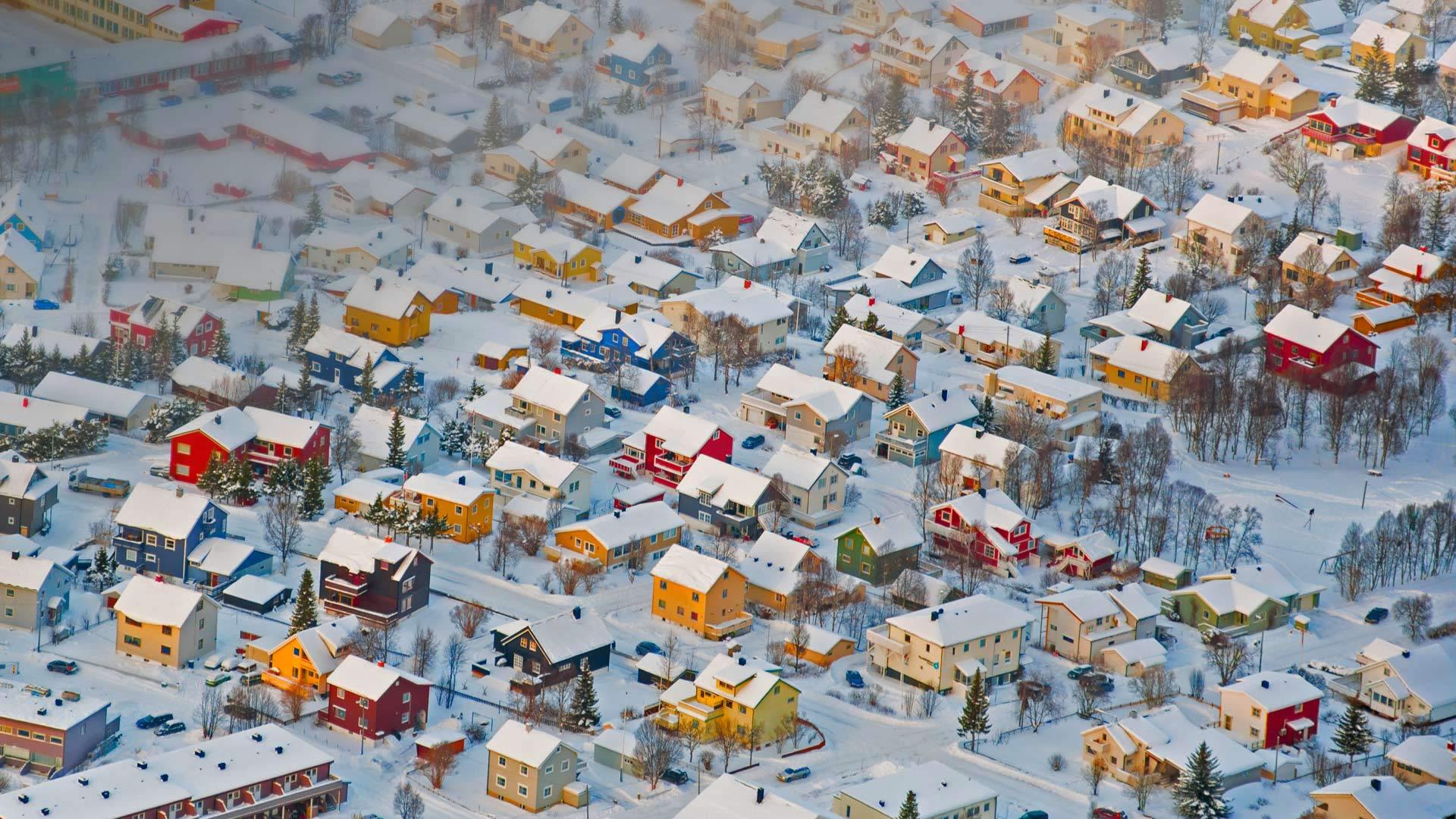 冰天雪地 城镇 房屋 雪景