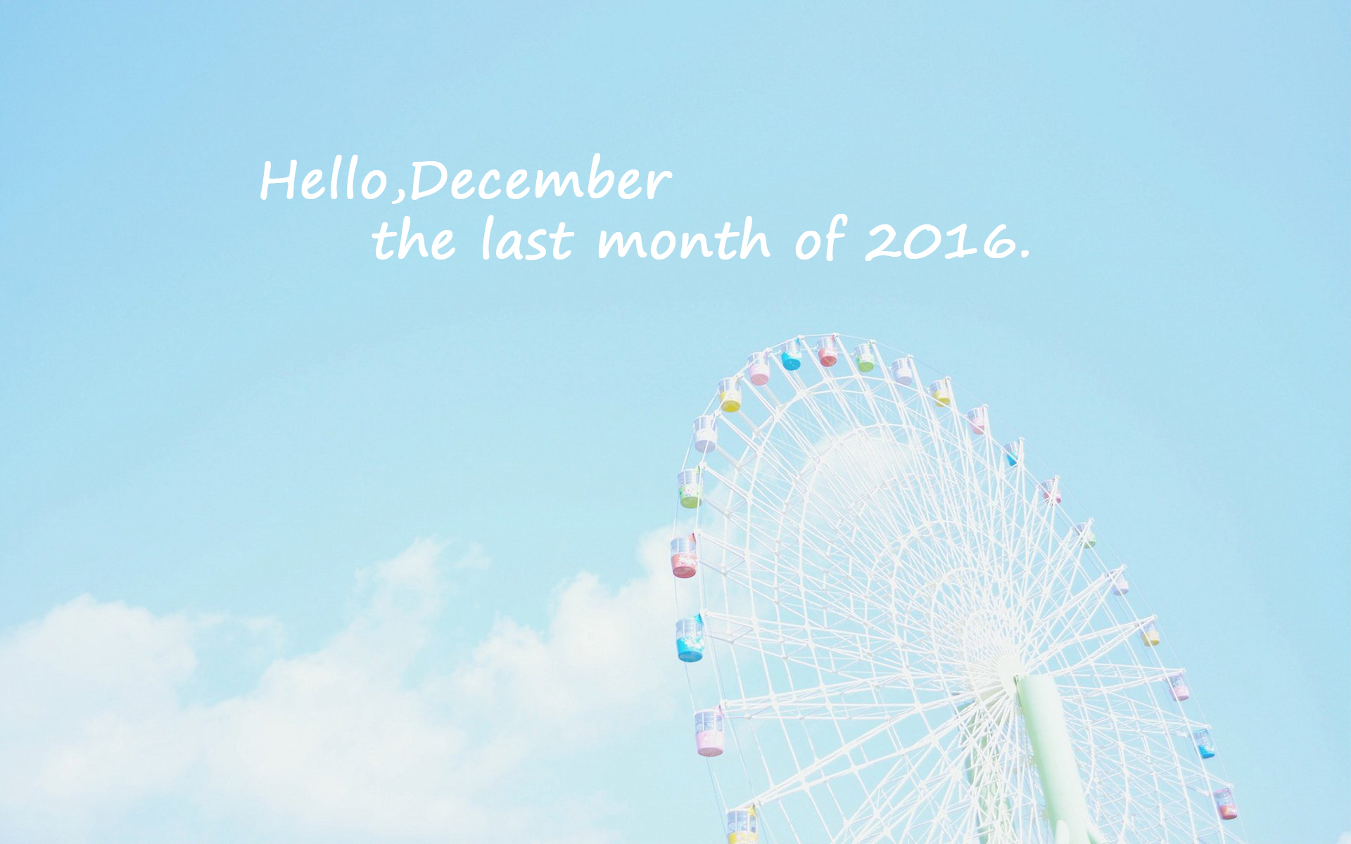 文字 蓝天白云 摩天轮 12月