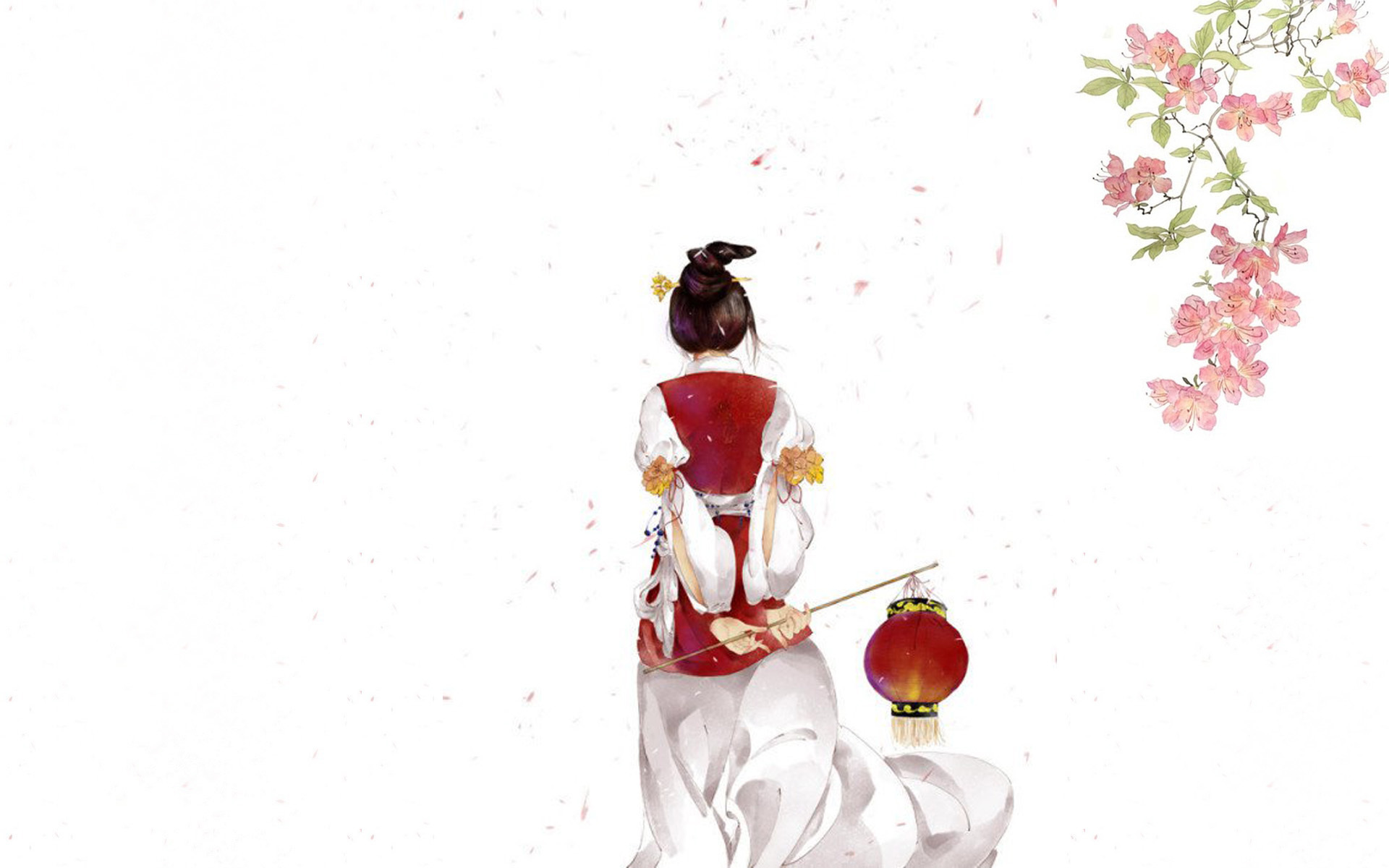 手绘 古风 灯笼 桃花