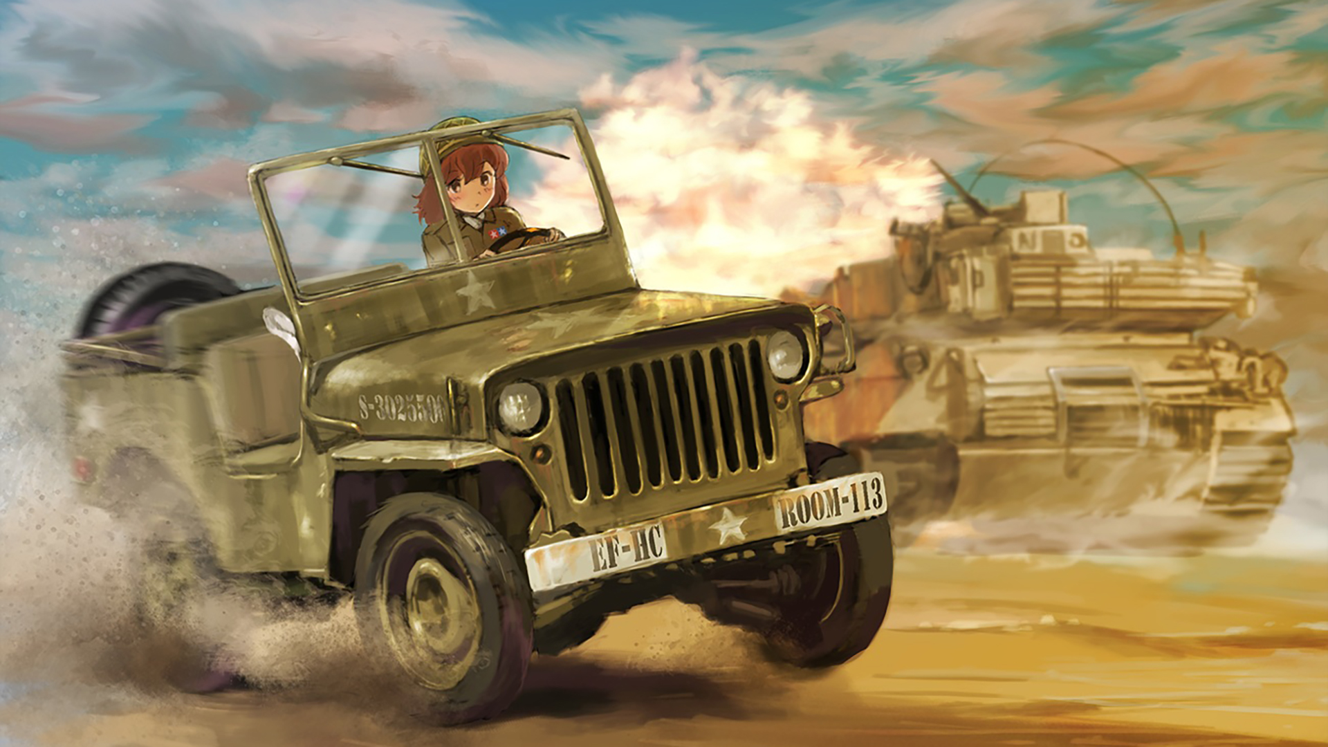 动漫 卡通 少女 汽车