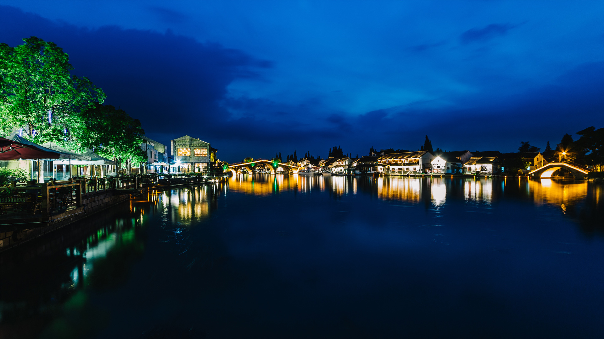 风景 城市夜景 江南水乡 古镇 朱家角