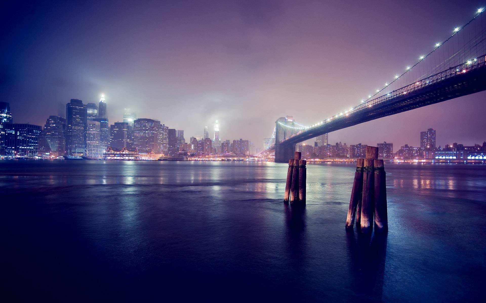城市夜景 大海 灯光 大桥