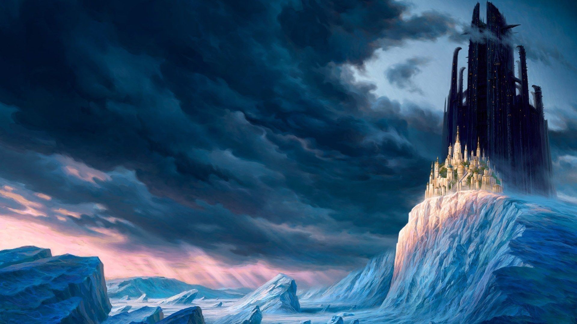 插画 风暴 城堡