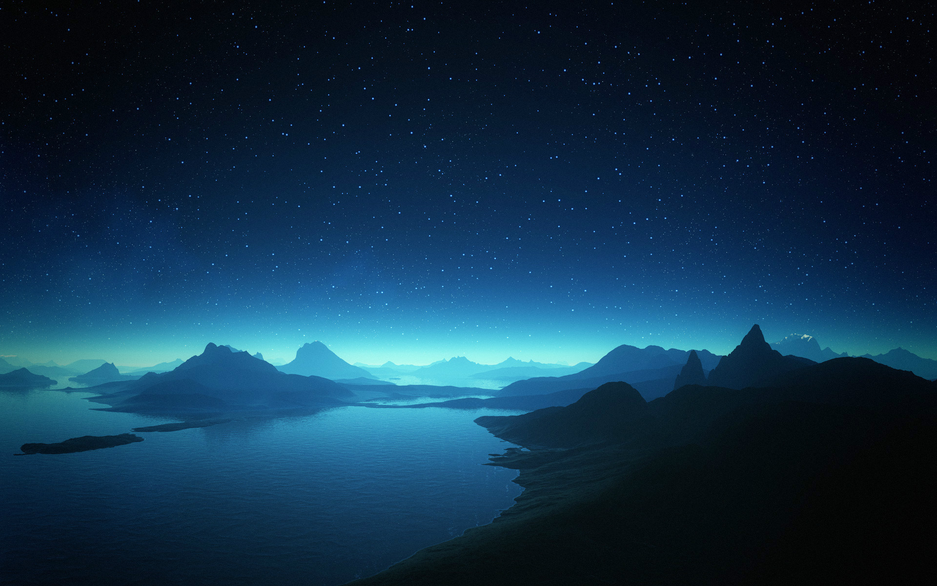 奇幻梦境 星空 湖水 蓝色