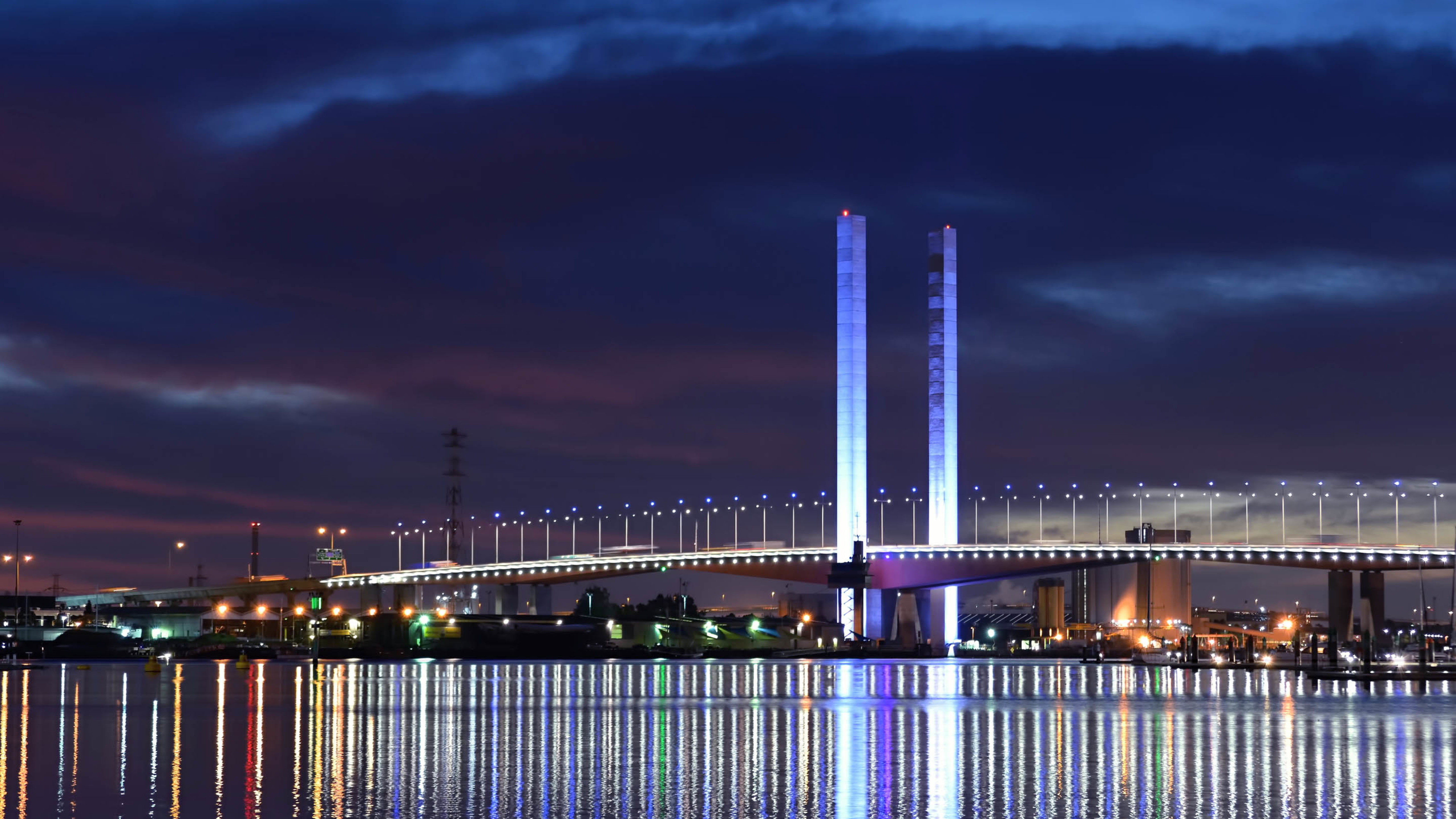 桥梁 灯光 夜景