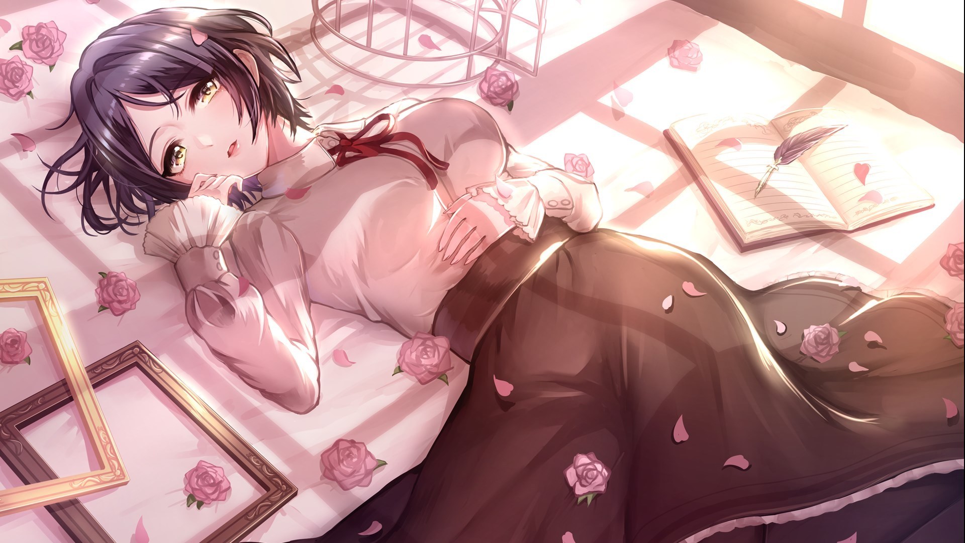 二次元 女孩 花朵