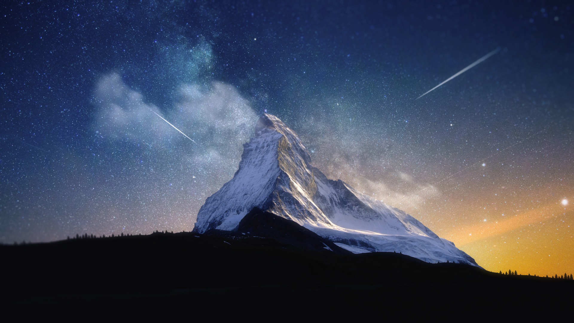 风景 奇幻梦境 星空 山川 山峰