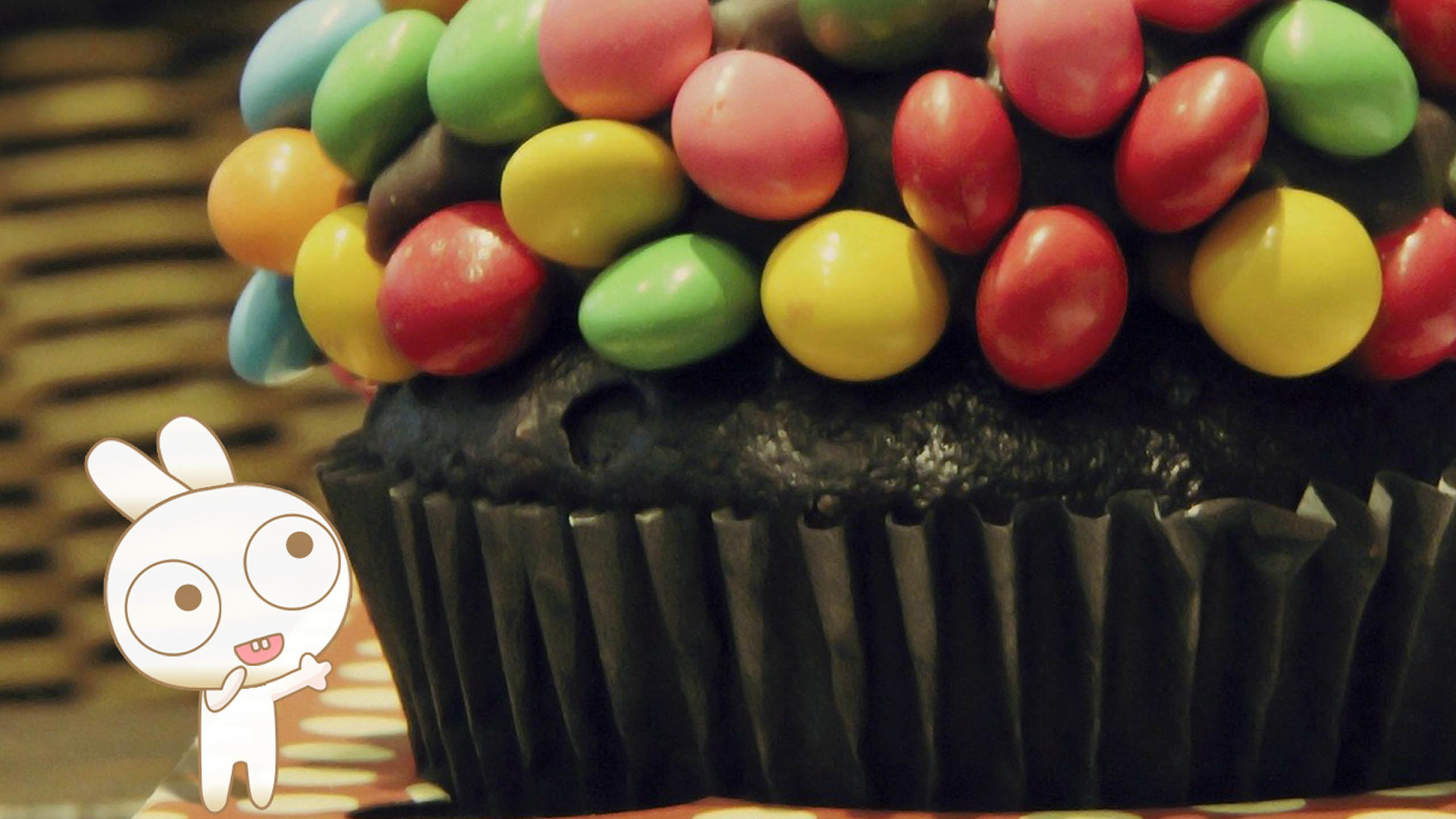 彩虹豆 黑蛋糕 可爱兔子