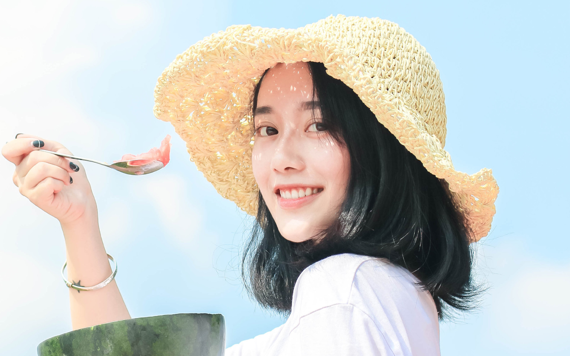 美女 夏日 西瓜 治愈 可爱 俏皮