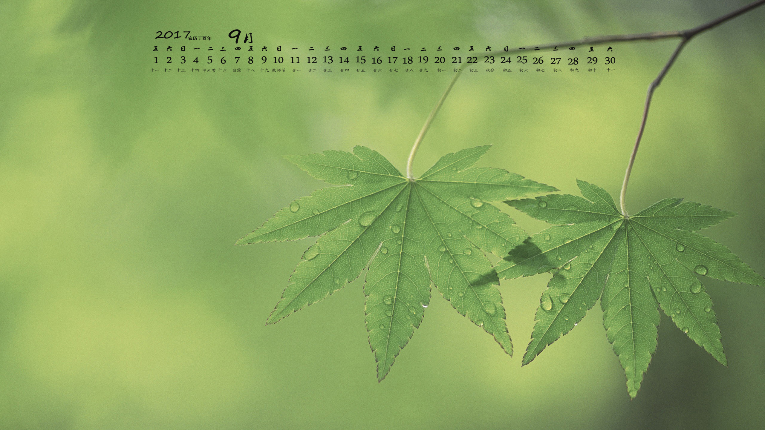 月历 2017年9月