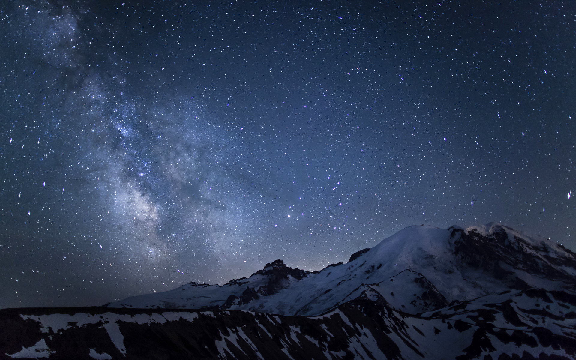 星空 雪上 夜景