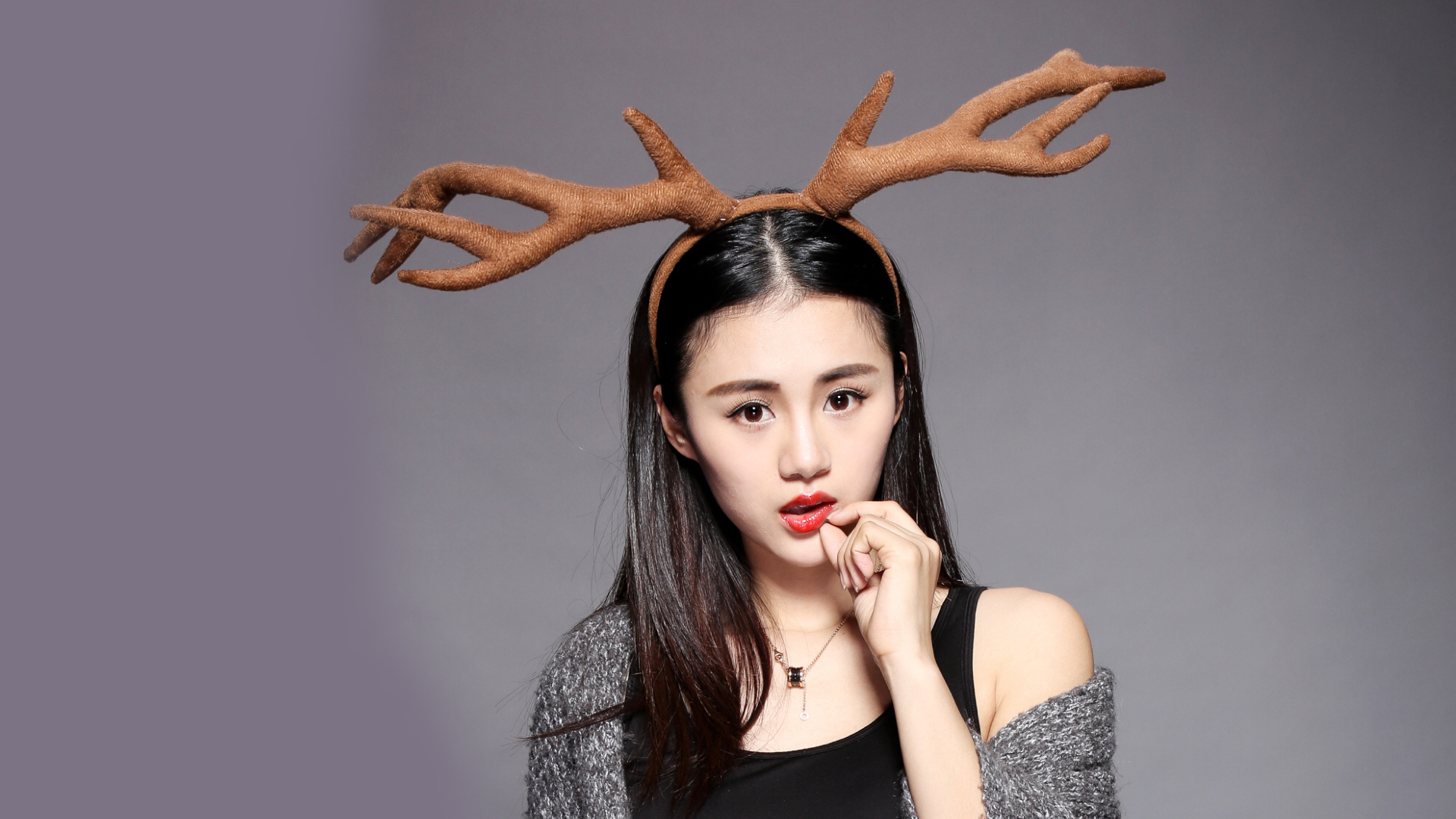 安悦溪 可爱 鹿角装扮 头饰