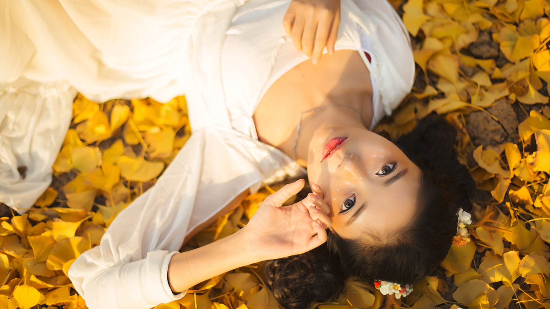 清纯 落叶 唯美