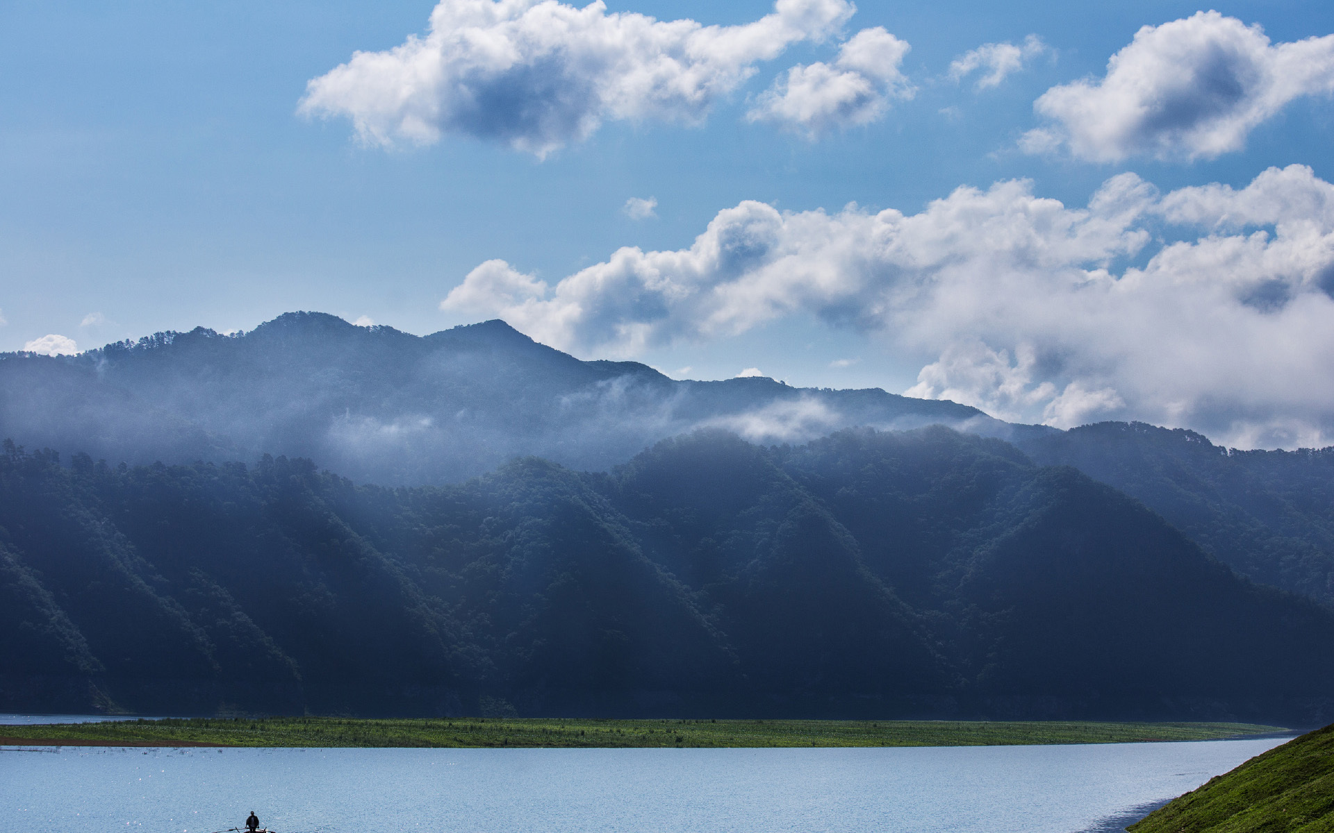 风景 湖泊 蓝天白云