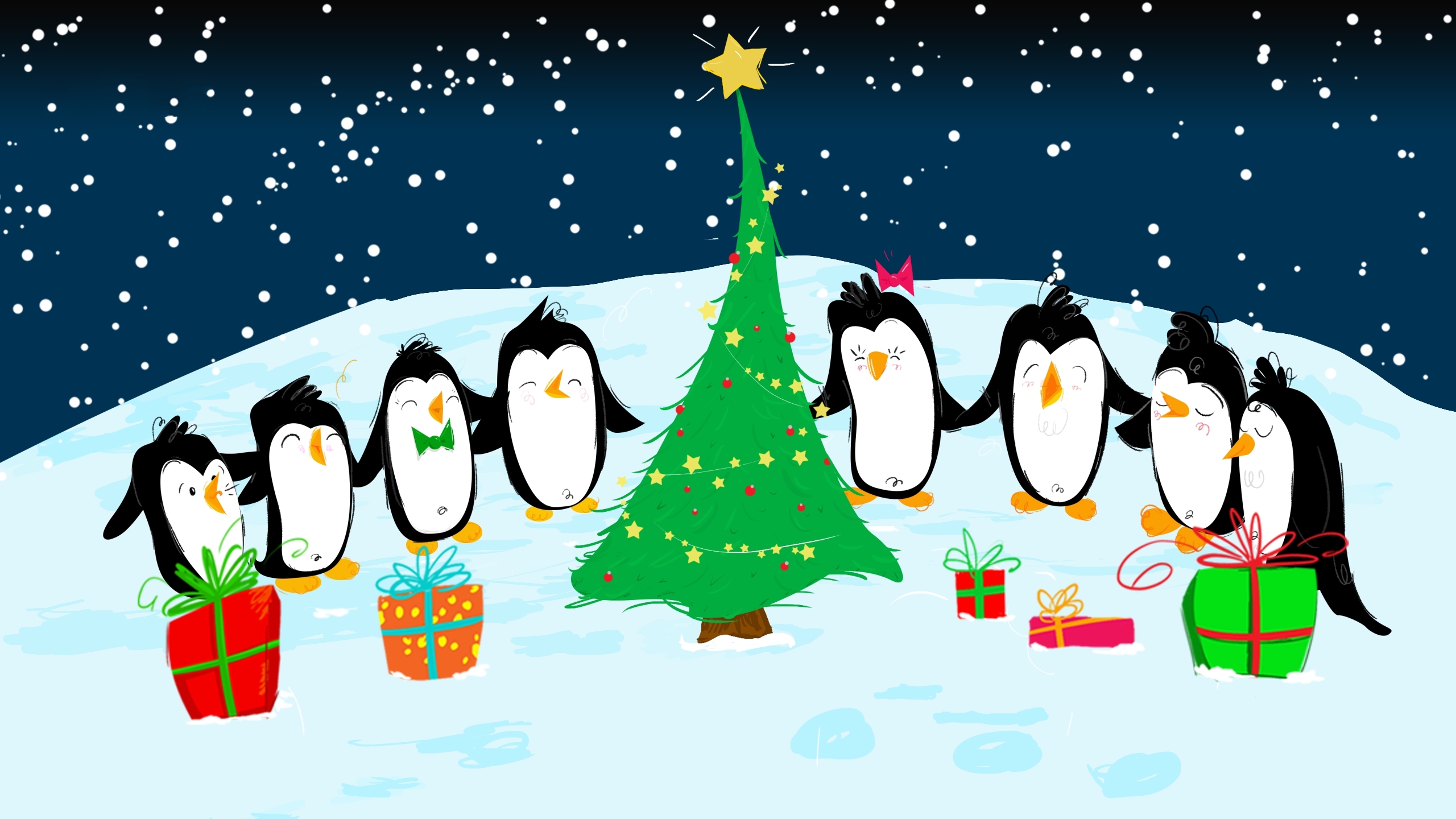 圣诞节 节日礼物 企鹅 卡通