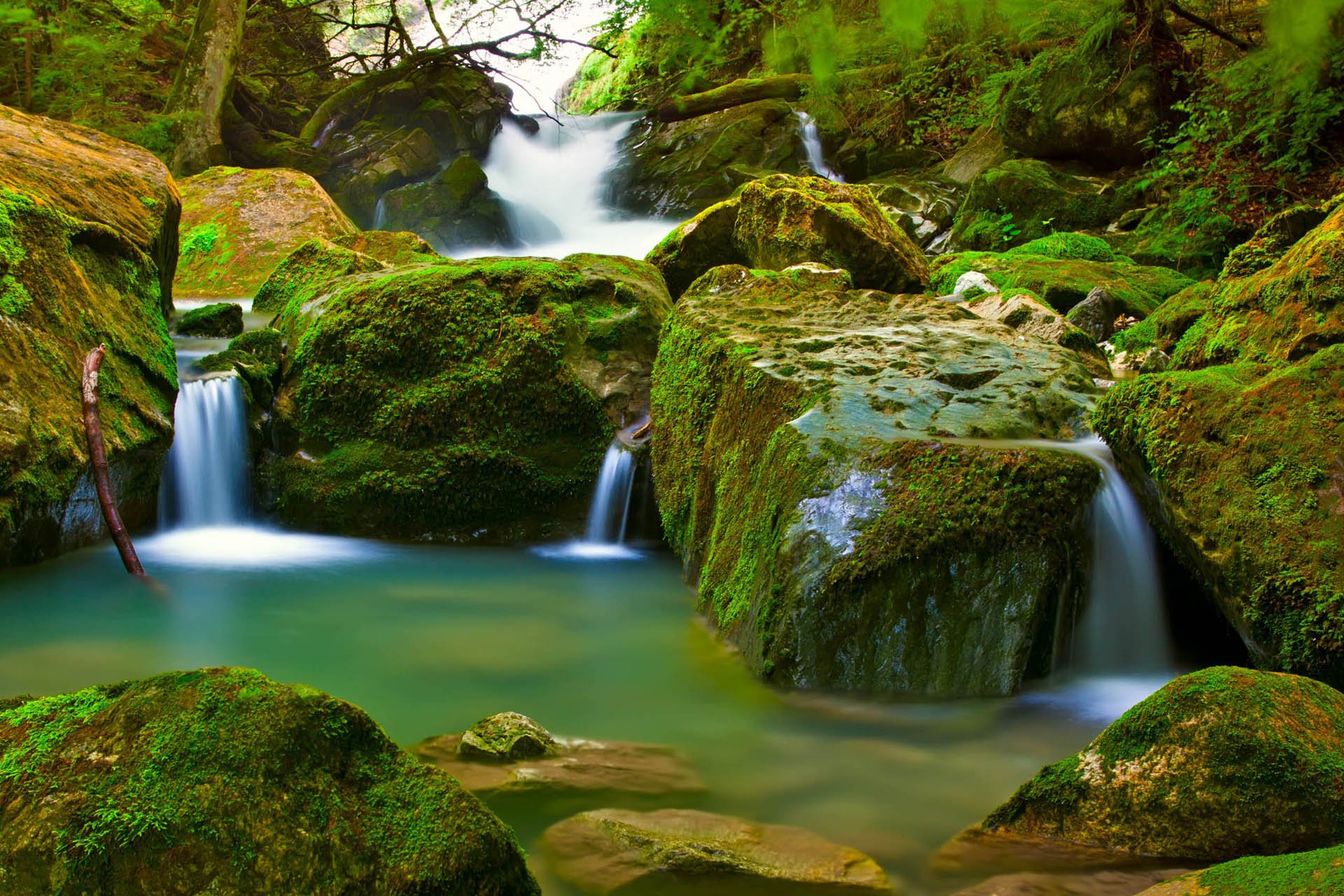 自然 风光 风景 绿色养眼 瀑布 山
