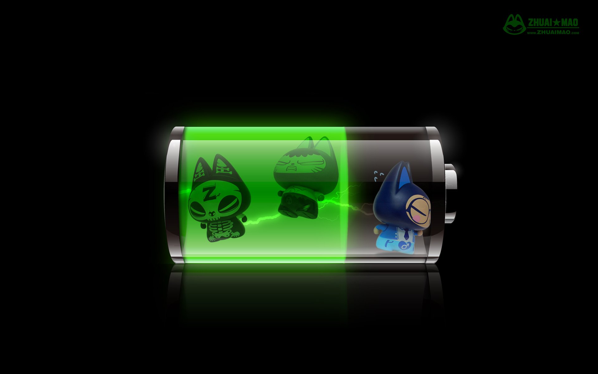 拽猫 可爱 动漫 电池 电量