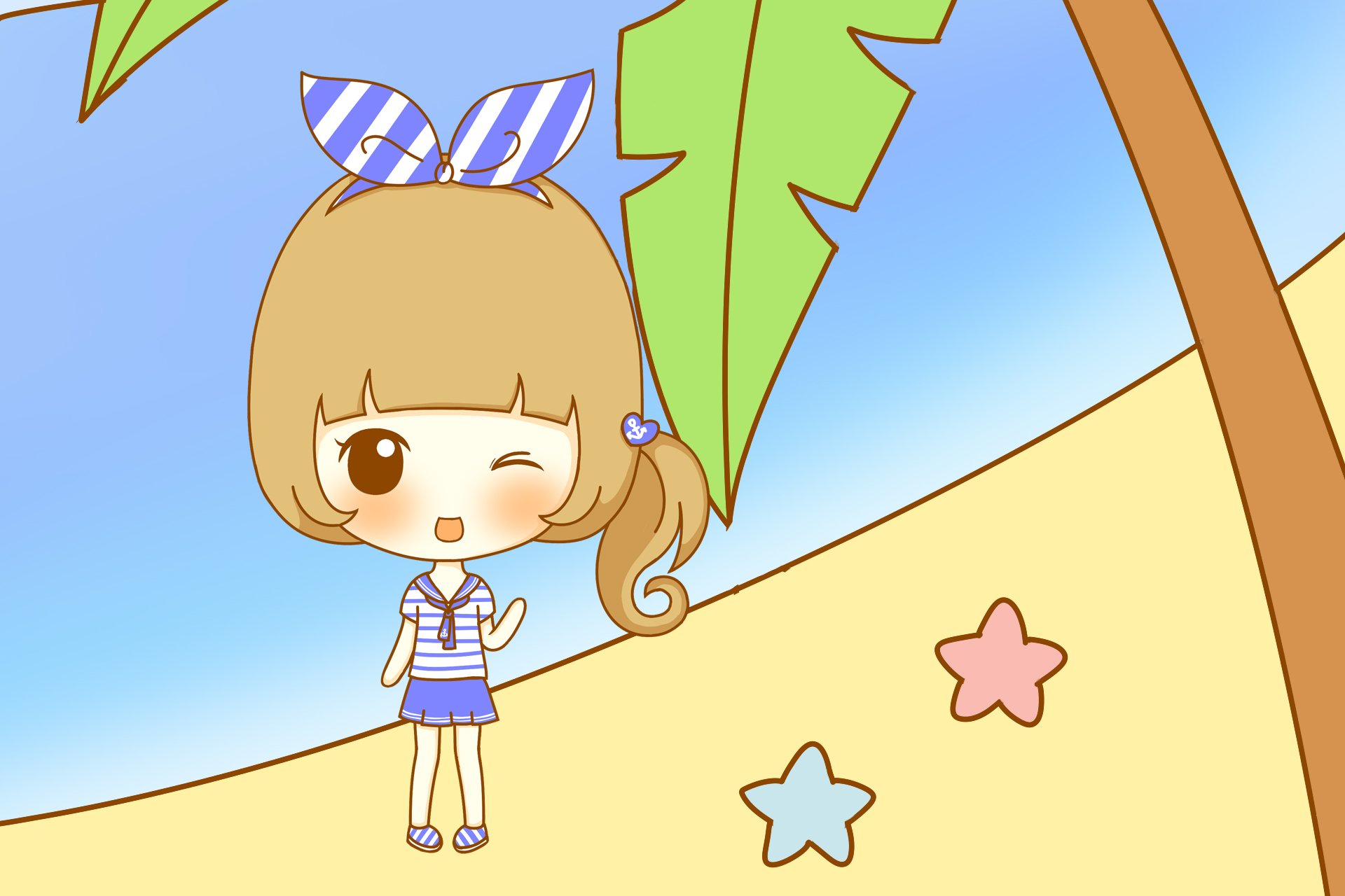 鬼鬼 鬼小妞 可爱 手绘 卡通 女孩 清新