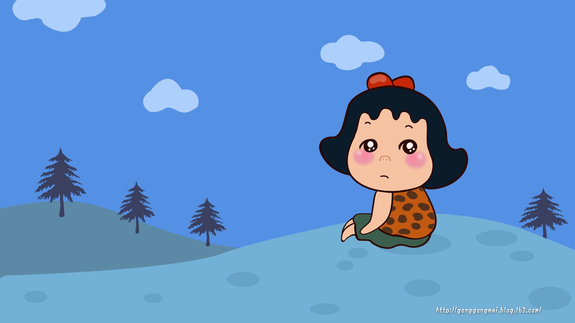 卡通 手绘 女孩 岗岗妹