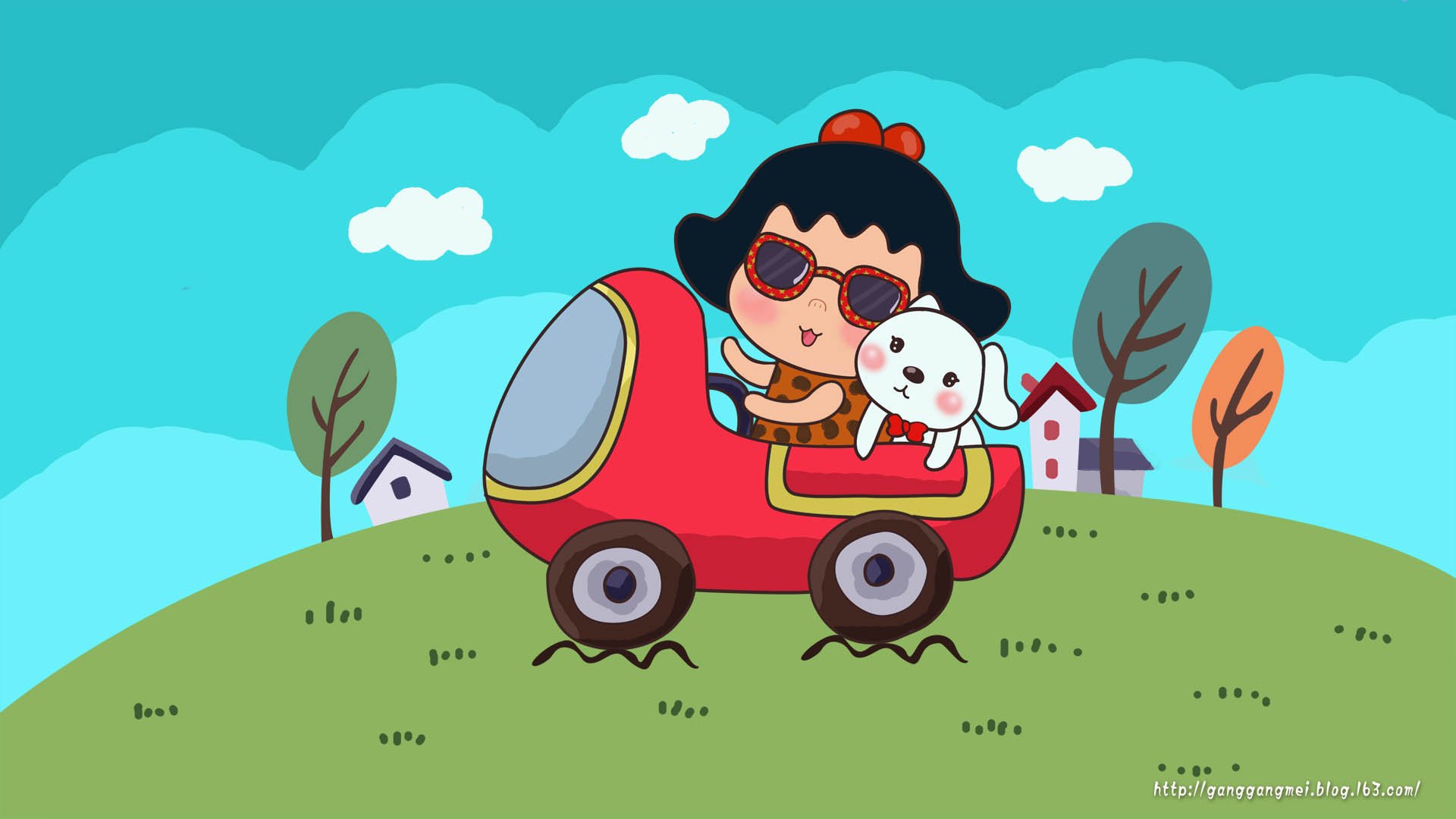 卡通 手绘 女孩 岗岗妹