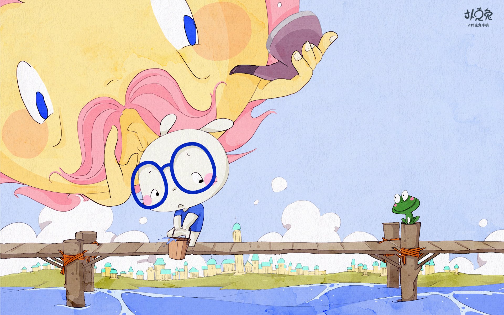 卡通 手绘 扑克兔