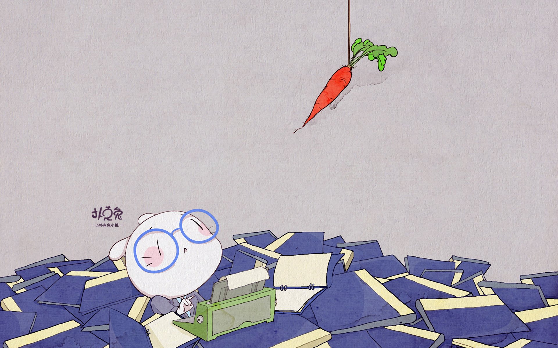 卡通 手绘 扑克兔