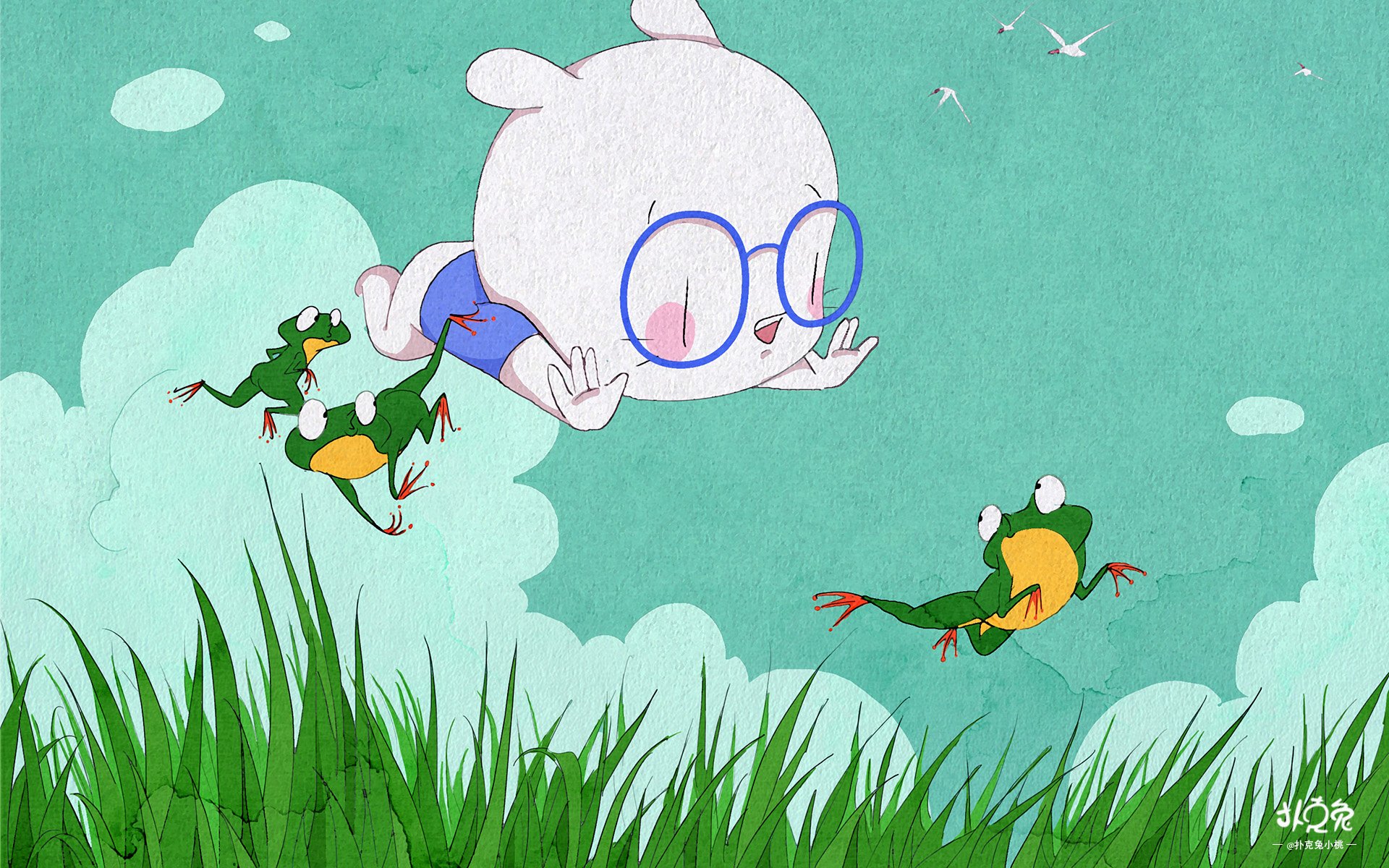 卡通 手绘 扑克兔