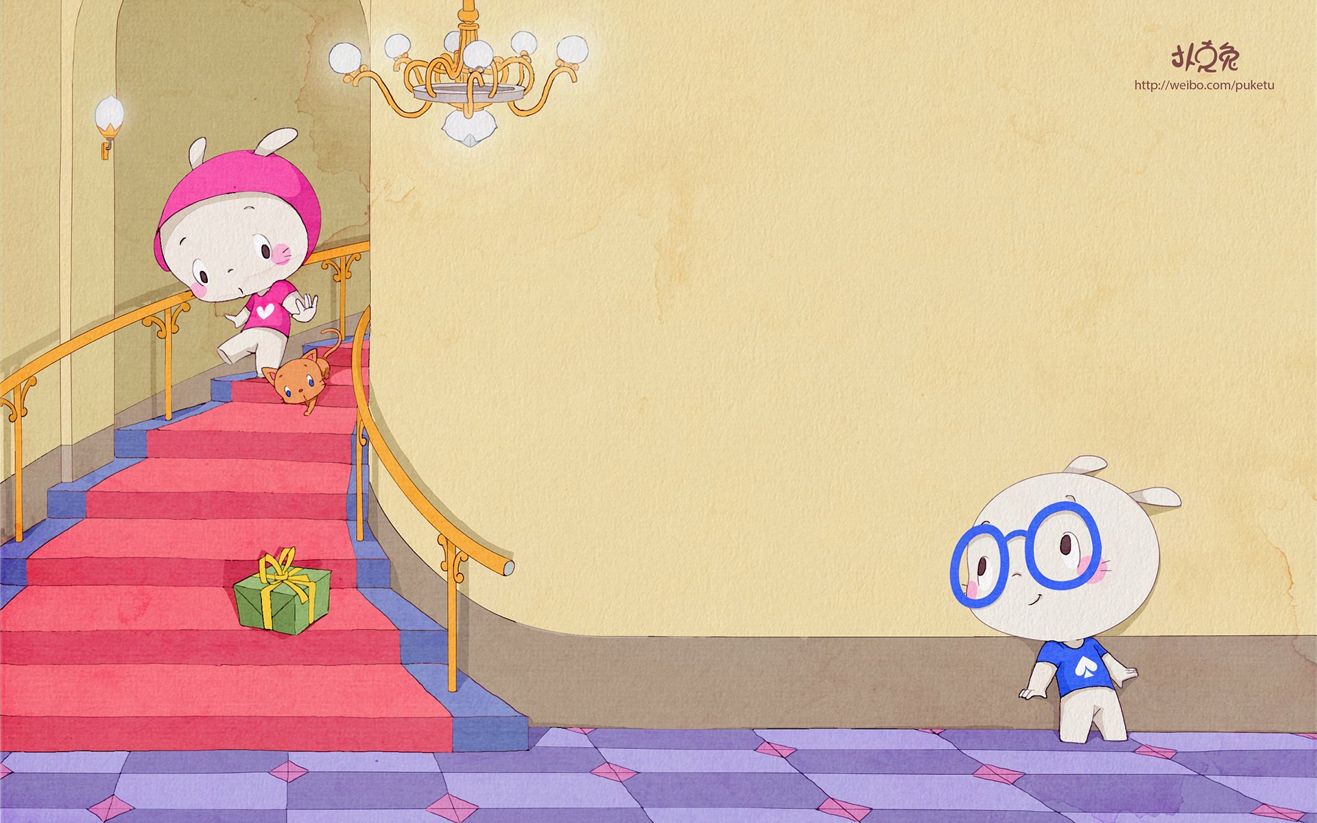 卡通 手绘 扑克兔