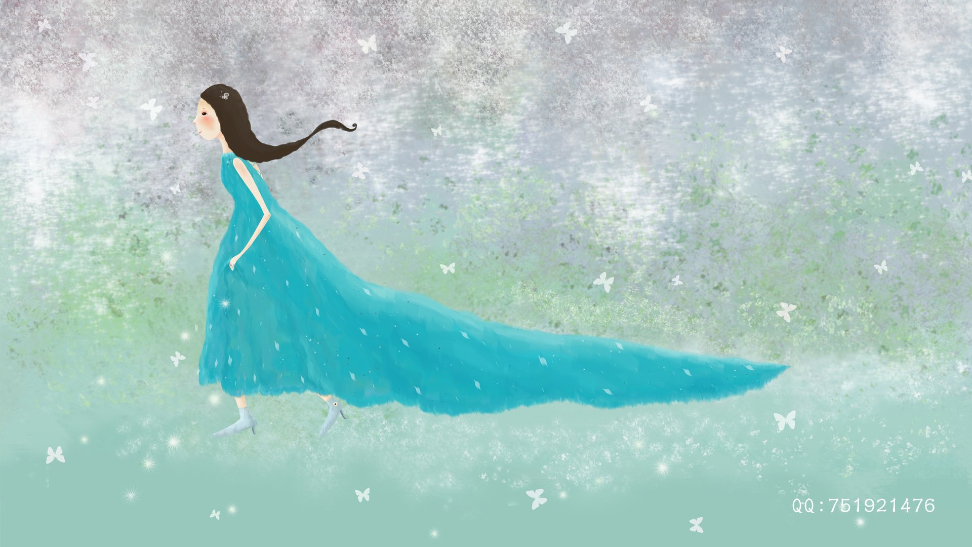 梦里飞插画 女孩 梦幻