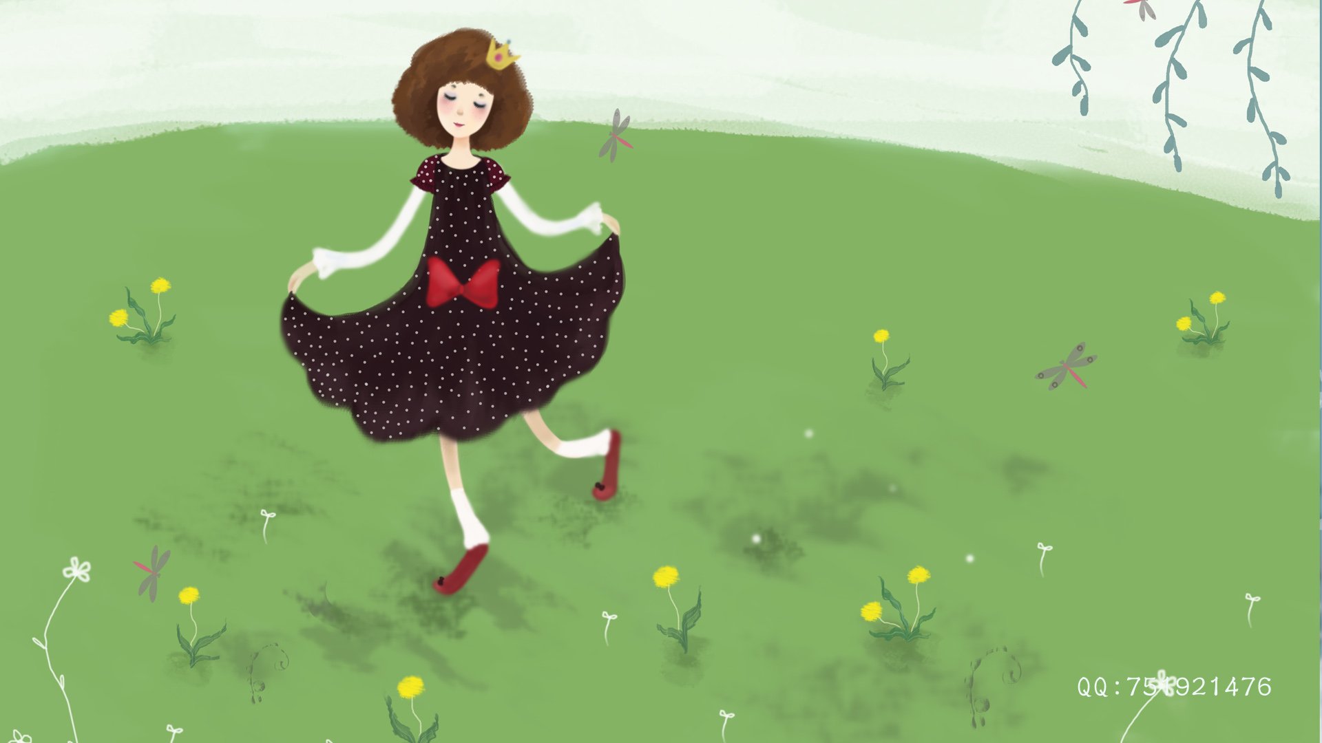 梦里飞插画 女孩 梦幻