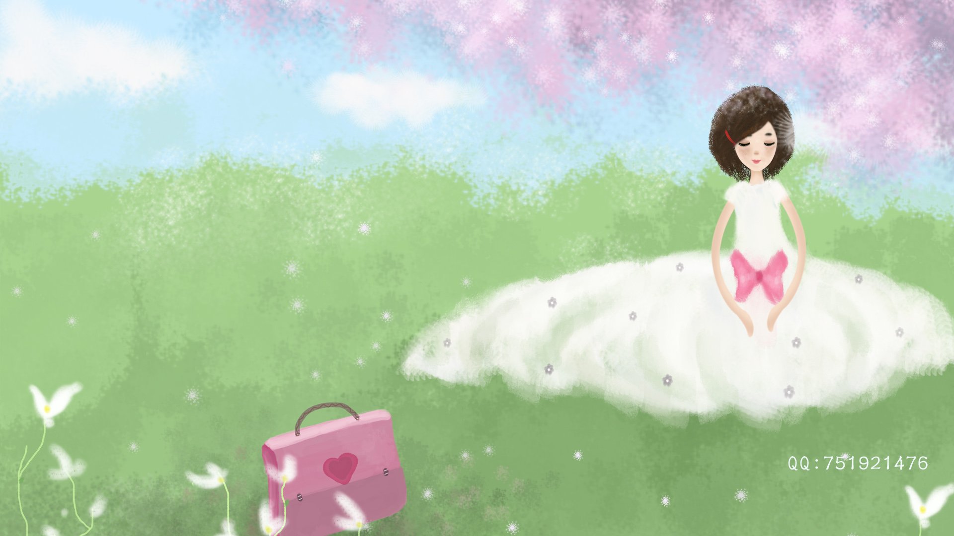 梦里飞插画 女孩 梦幻