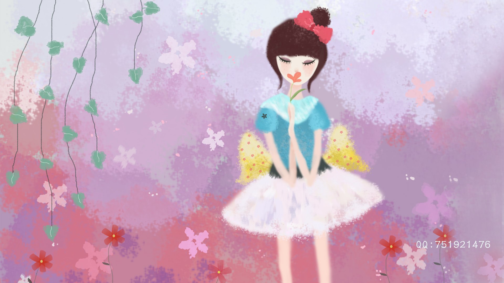 梦里飞插画 女孩 梦幻