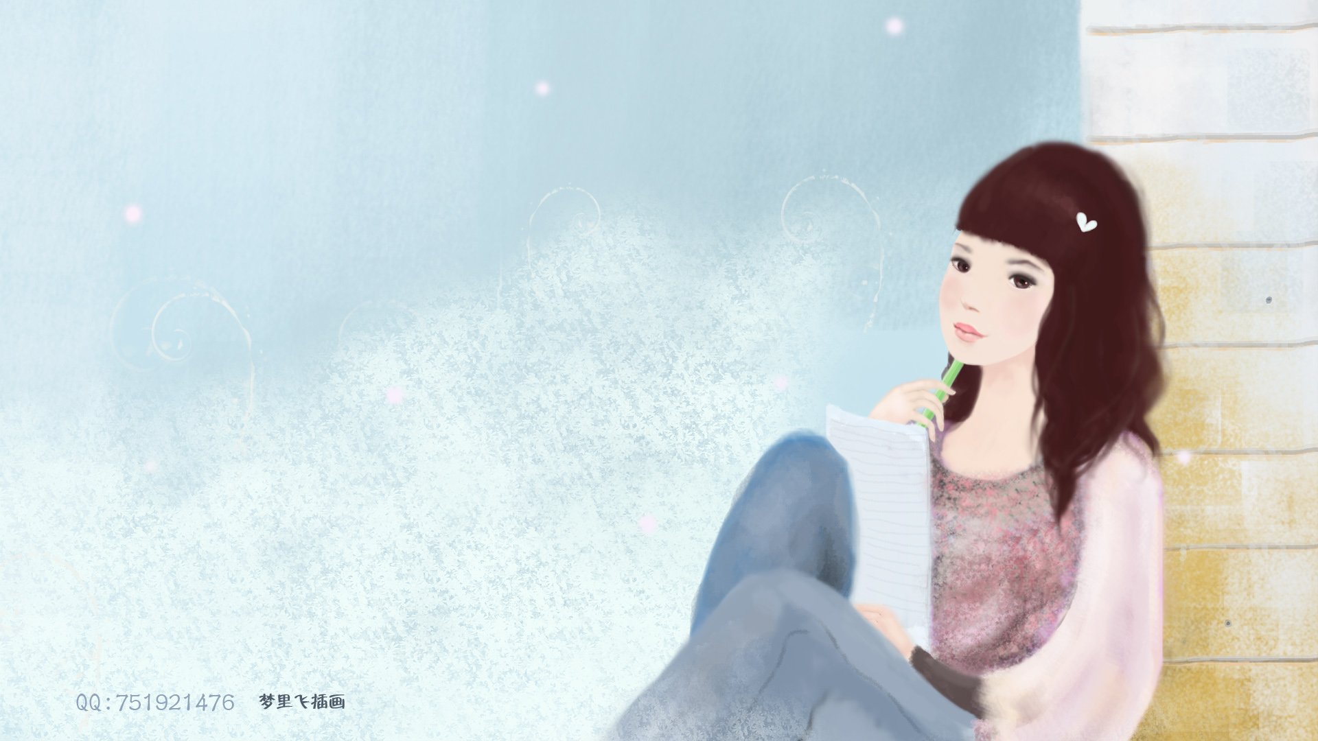 梦里飞插画 女孩 梦幻