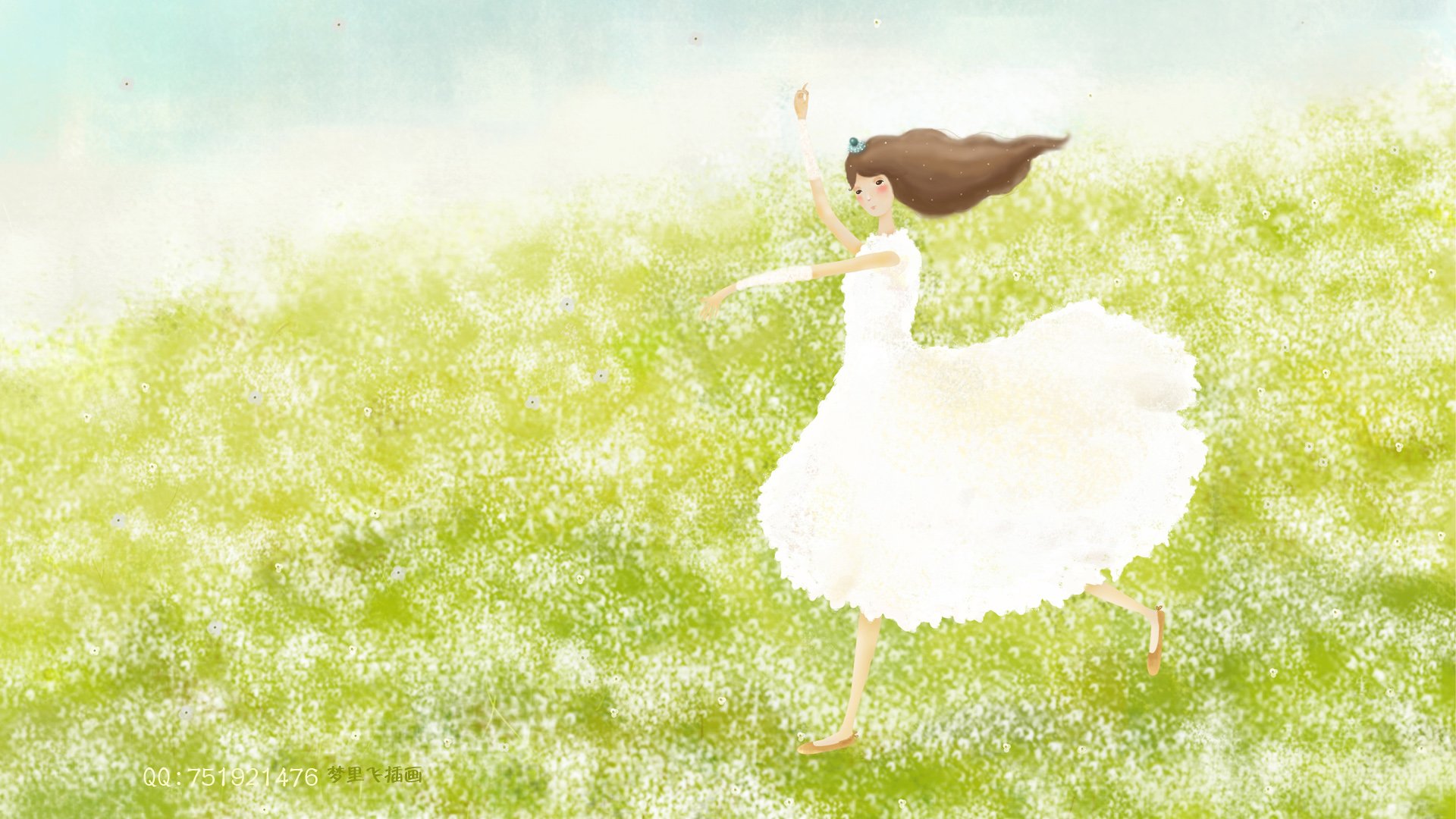 梦里飞插画 女孩 梦幻