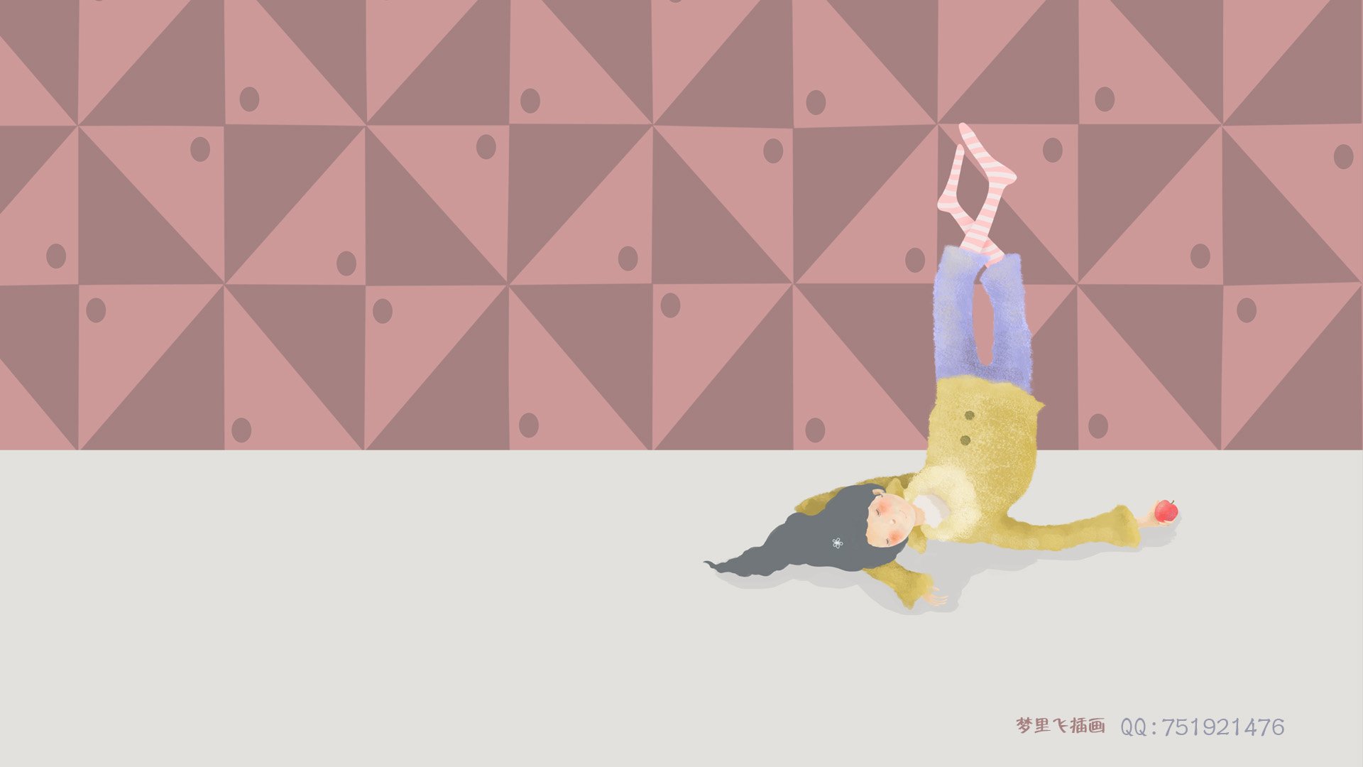 梦里飞插画 女孩 梦幻