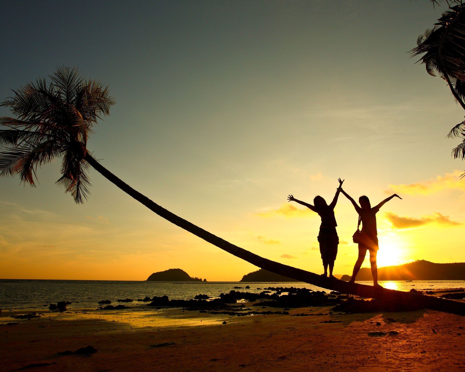 小清新 唯美 青春 美女 影子 夕阳 背影