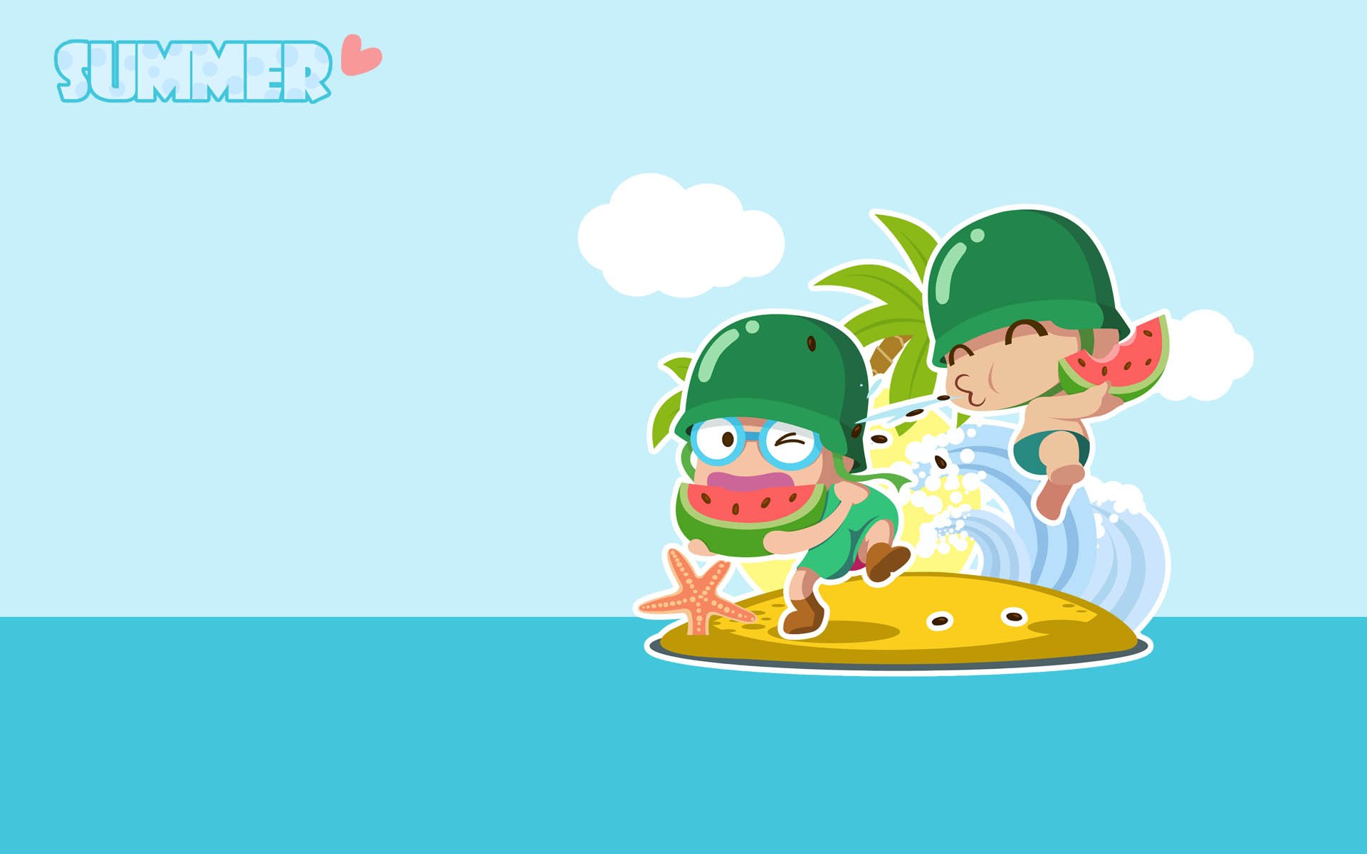 炮炮兵 吃西瓜 夏天